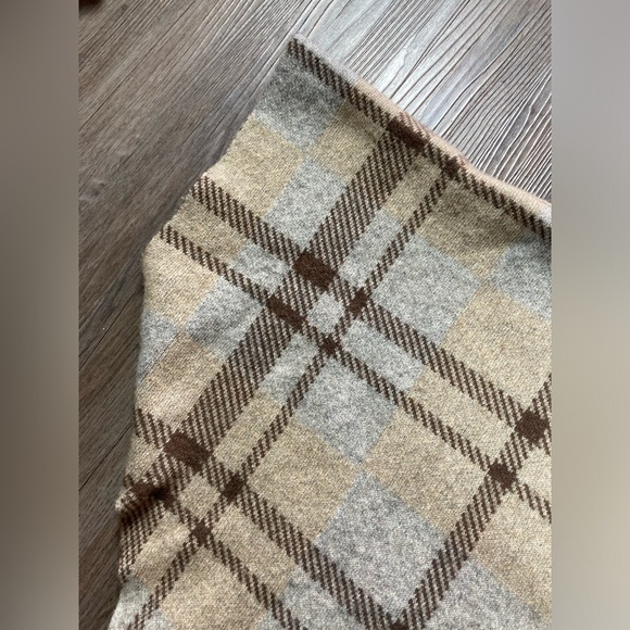 Note di Anita Plaid Poncho Sweater OS Merino Wool Cashmere Blend Mock Neck Gray - Picture 5 of 8